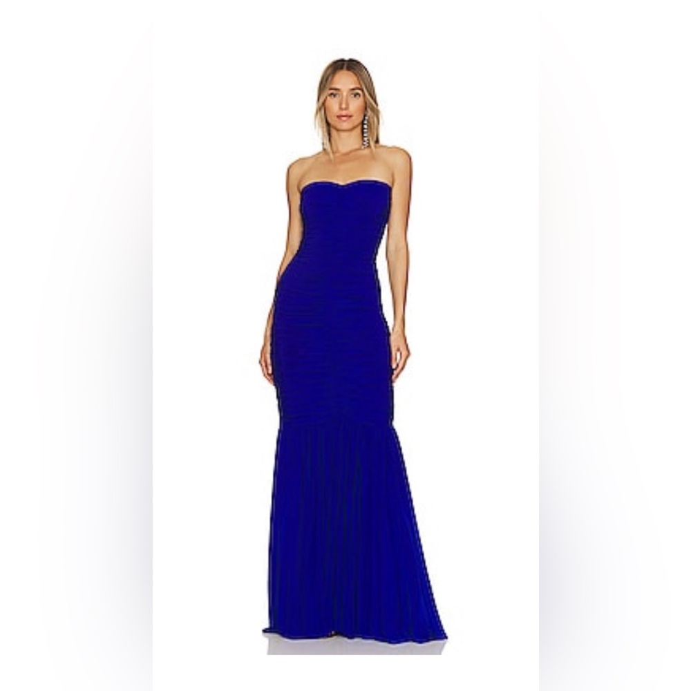 Norma Kamali Slinky Fishtail Gown Cobalt Blue